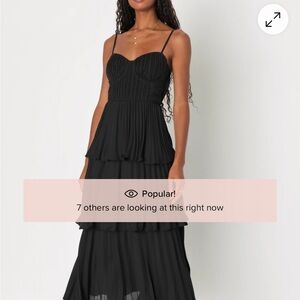 Lulu's Black Ruched Maxi Dress Spaghetti Strap